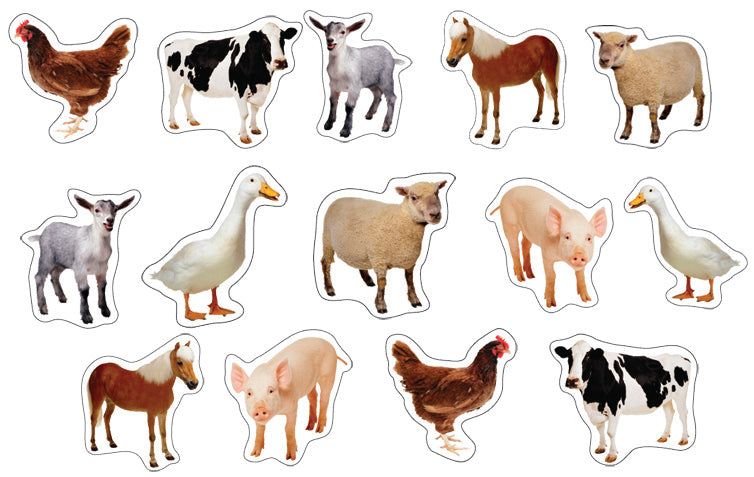 STICKERS: FARM ANIMALS, PHOTOGRAPHIC SHAPE - 84 PACK