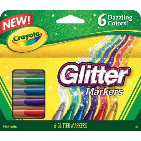CRAYOLA GLITTER MARKERS - 6 PACK