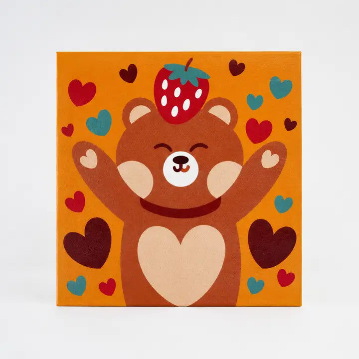 CANVAS PAINTING SET- SWEET BEAR HUG 11.8"X11.8" WITH PAINT AND BRUSH