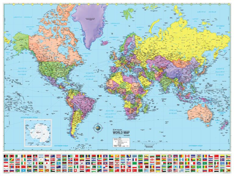 Laminated : WORLD MAP  51"Wx38"H
