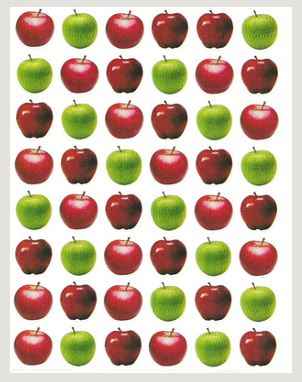 STICKER: GREEN AND RED APPLES  3/4" 10 SHEETS