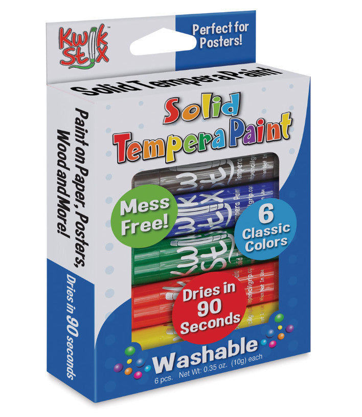 KWIK STIX : TEMPERA PAINT STICKS 6 CLASSIC COLORS