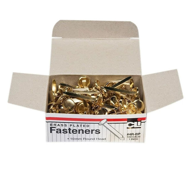 PAPER FASTENERS - 1" GOLD 100 PACK