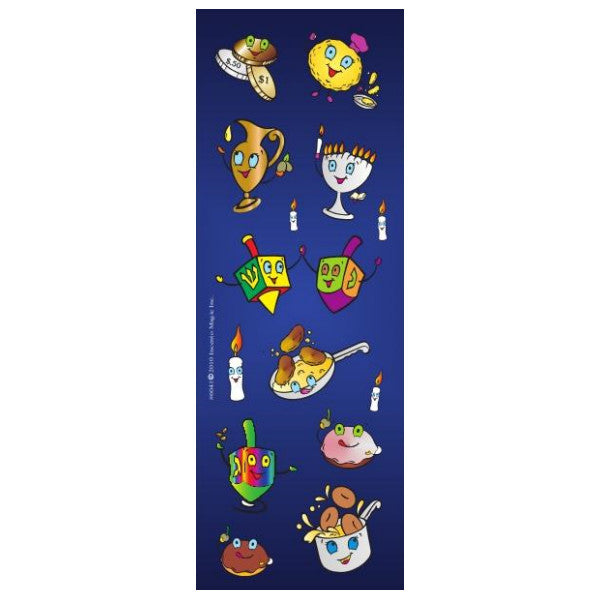 STICKERS: ANIMTAED CHANUKAH THEMES DIE-CUT - 6 SHEETS