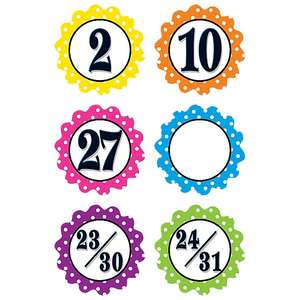 POLKADOT FLOWERS CALENDAR DAYS  2.5" x 2.5" - 36 PACK
