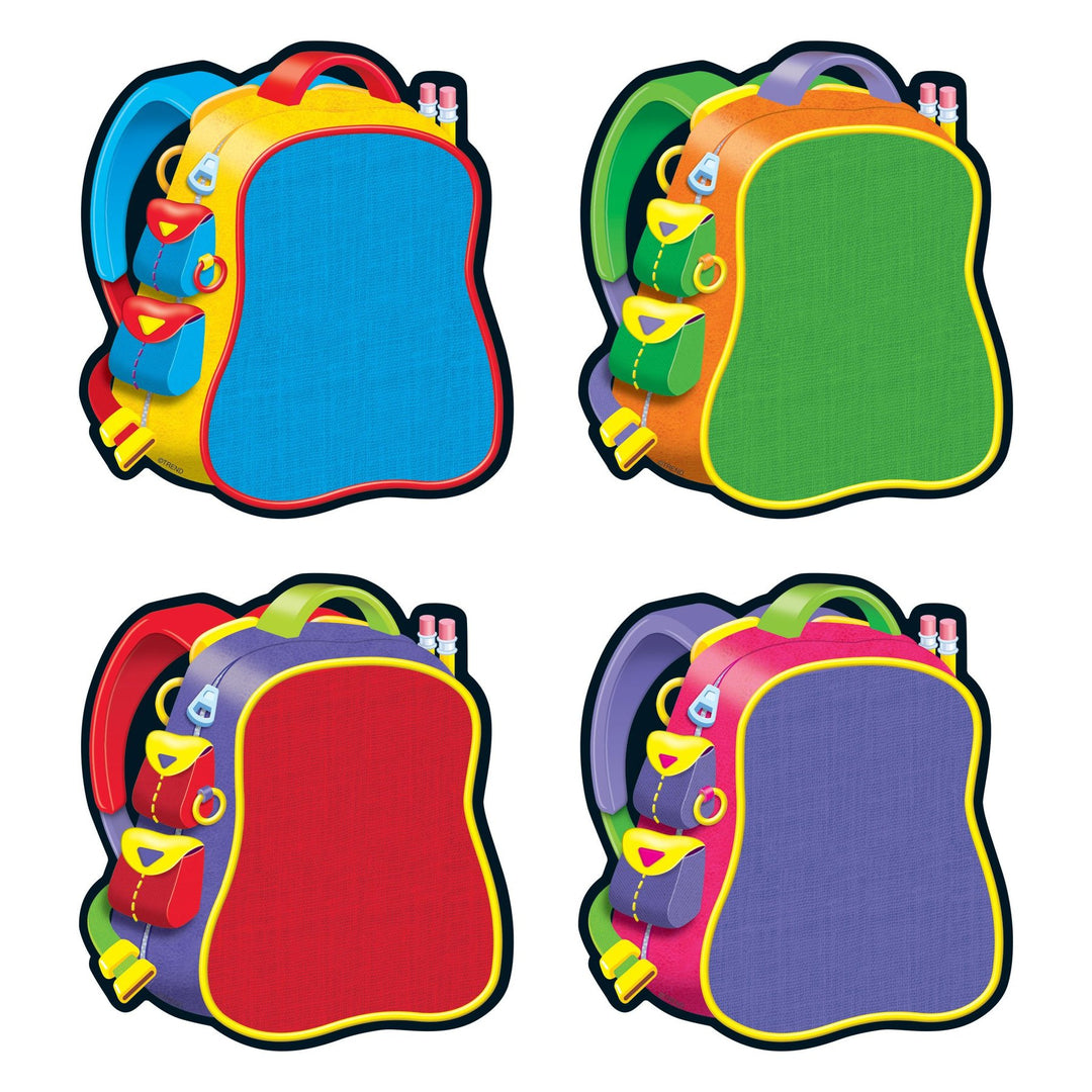 CUT-OUTS: BACKPACK ASSORTED COLORS 6" 36 PACK