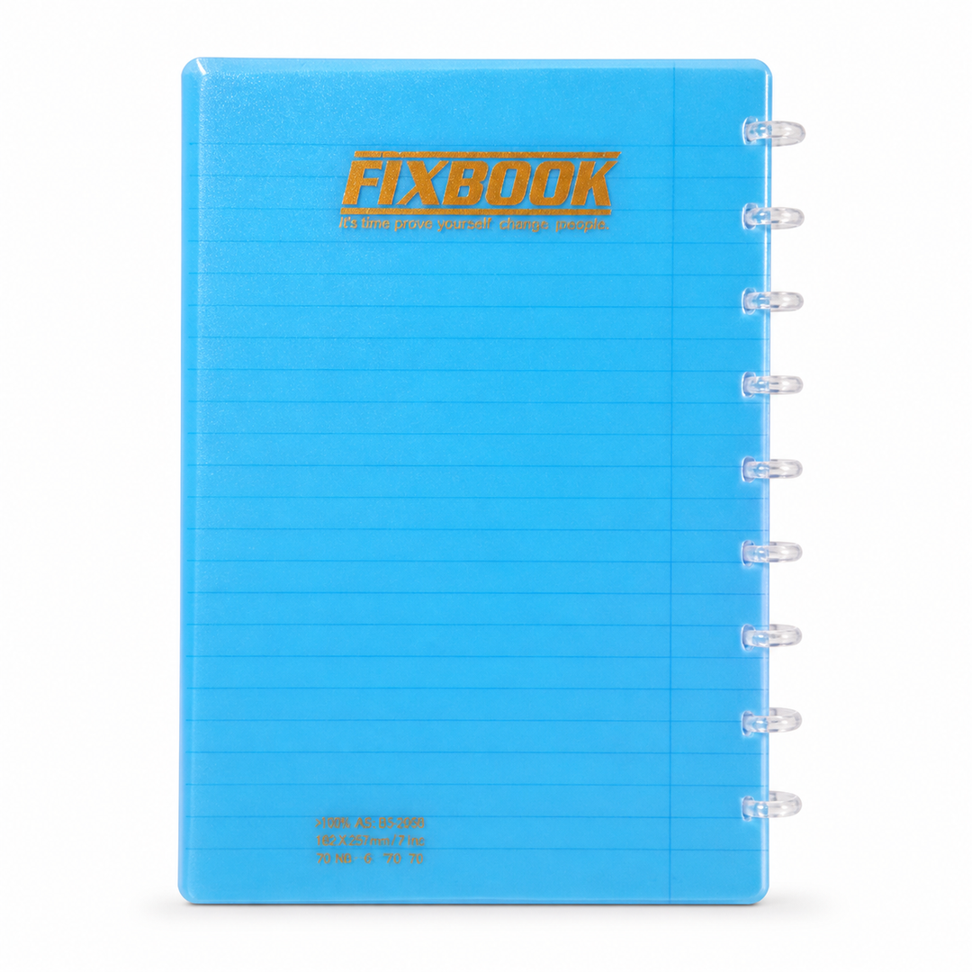 FIXBOOK  OPENS HEBREW WAY 1-SUBJECT  NOTEBOOK  12"x8.5" - BLUE