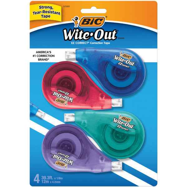 BIC WITE OUT CORRECTION TAPE - 4 PACK