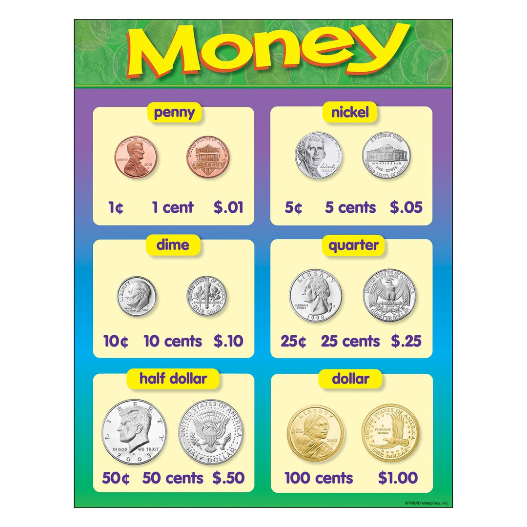 CHART -  MONEY  COINS 17"x22"