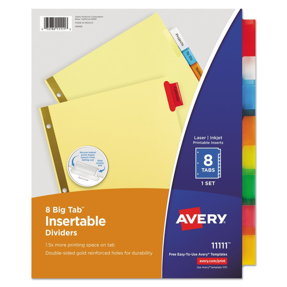 AVERY DIVIDERS - 8 BIG TAB  COLORED
