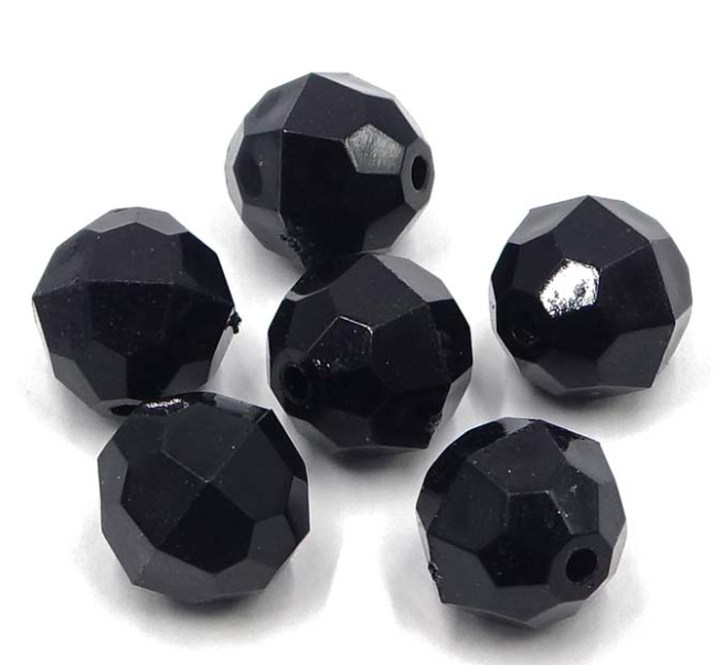 FACETED BEADS: 12MM BLACK 360 PACK