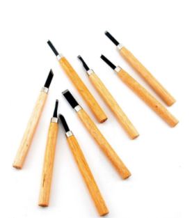 CARVING SET WOOD 8pc