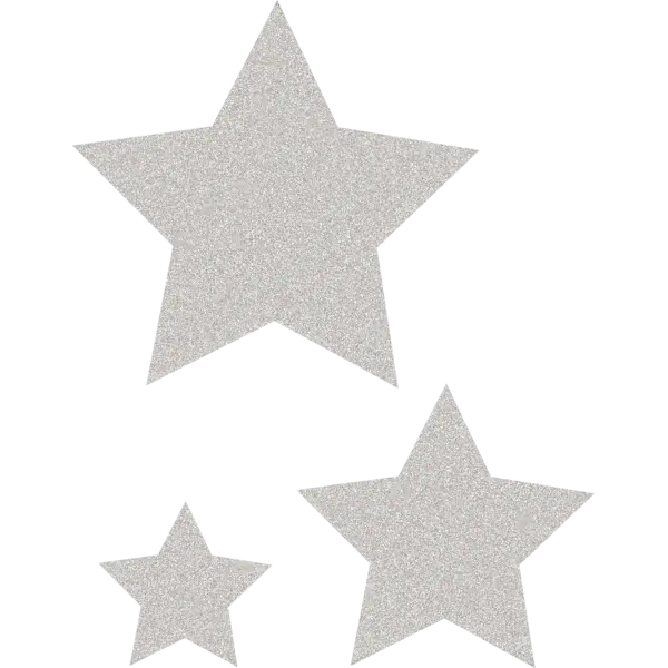 CUT OUTS:  GLITTER STARS ACCENTS SILVER  3 ASSORTED SIZES 30  PACK