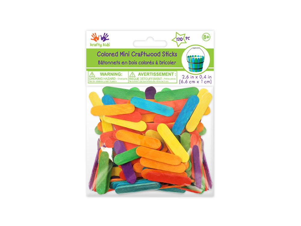CRAFT STICKS: MINI ASSORTED COLORS  2-5/8" 130 PACK