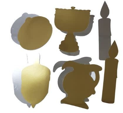 JUMBO GOLD AND SILVER CHANUKA CUT OUTS 10 PACK