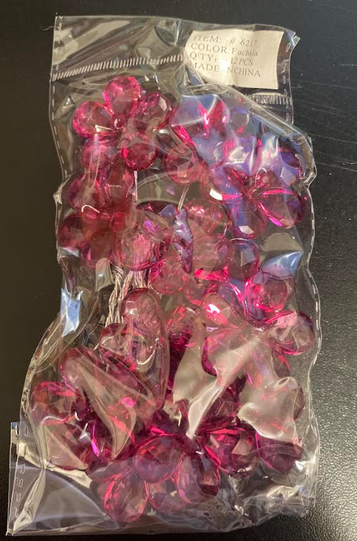 ACRYLIC FLOWER WITH STEM: FUCHSIA 12PC