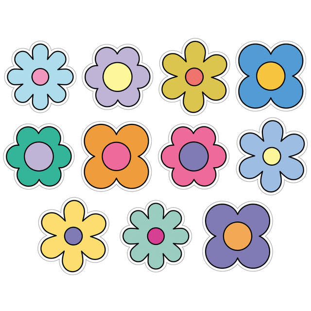 CUT OUTS: RETRO MIX FLOWERS 36 PIECES - Creative Kids