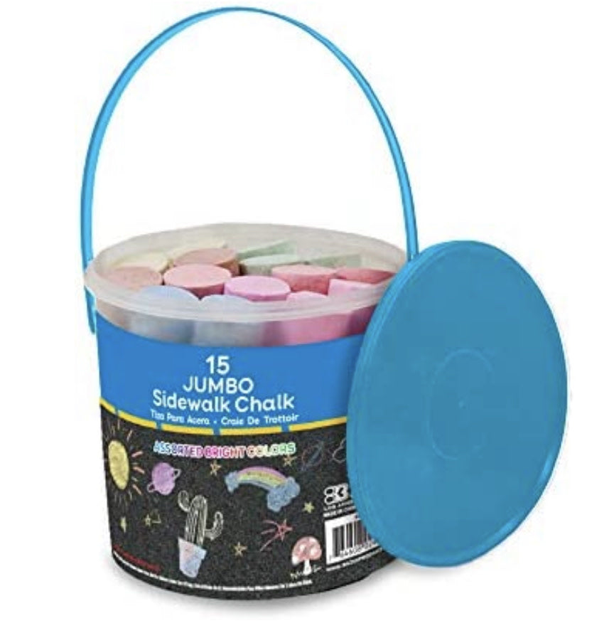 JUMBO SIDEWALK CHALK ASSORTED BRIGHT COLORS - 15 PACK