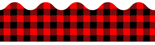SCALLOPED  BORDERS BLACK AND RED GINGHAM - 2 3/16"X35"
