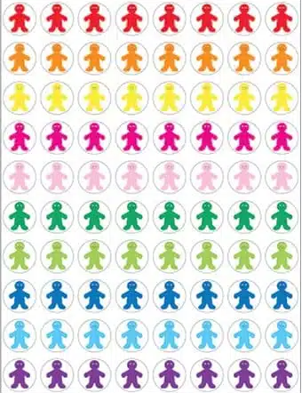 STICKER FORMS -  RAINBOW PEOPLE .5"  3 Sheets