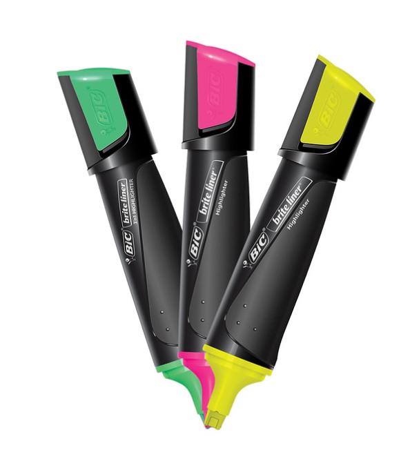 BIC HIGHLIGHTER  3-IN-1 ASSORTED COLORS - 3 PACK
