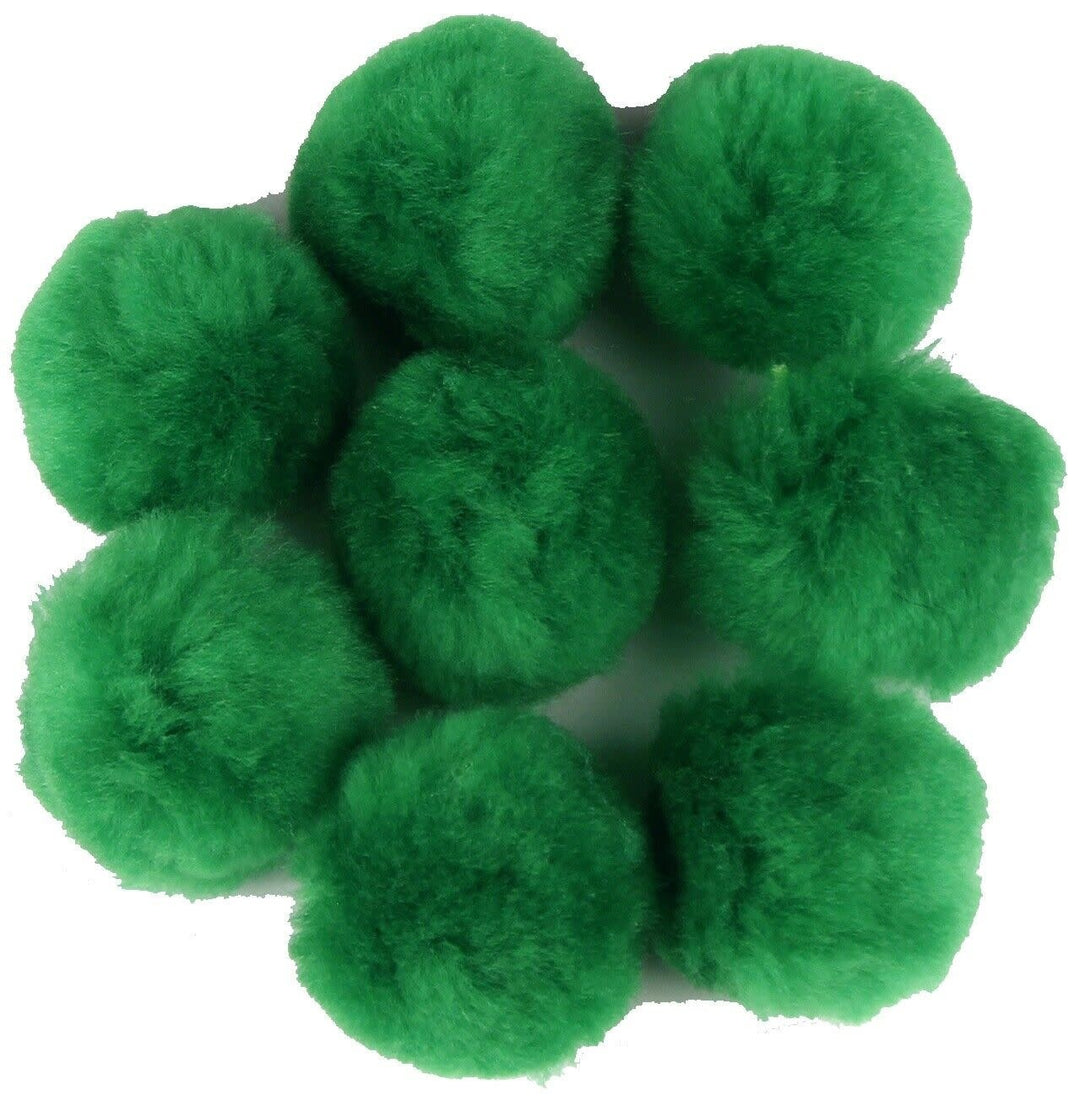 POM POMS: 2" GREEN 8 PACK
