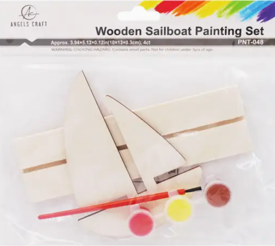 WOODEN PAINTING SET SAIL BOAT