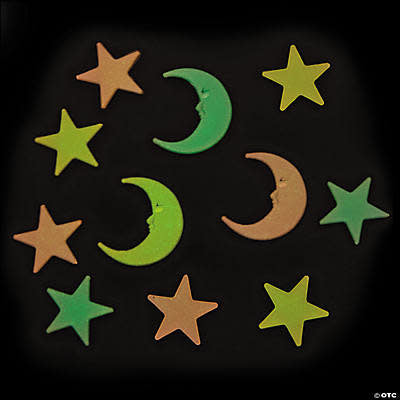 GLOW IN THE DARK STARS &amp; MOONS 144PCS 1" - 1.25"