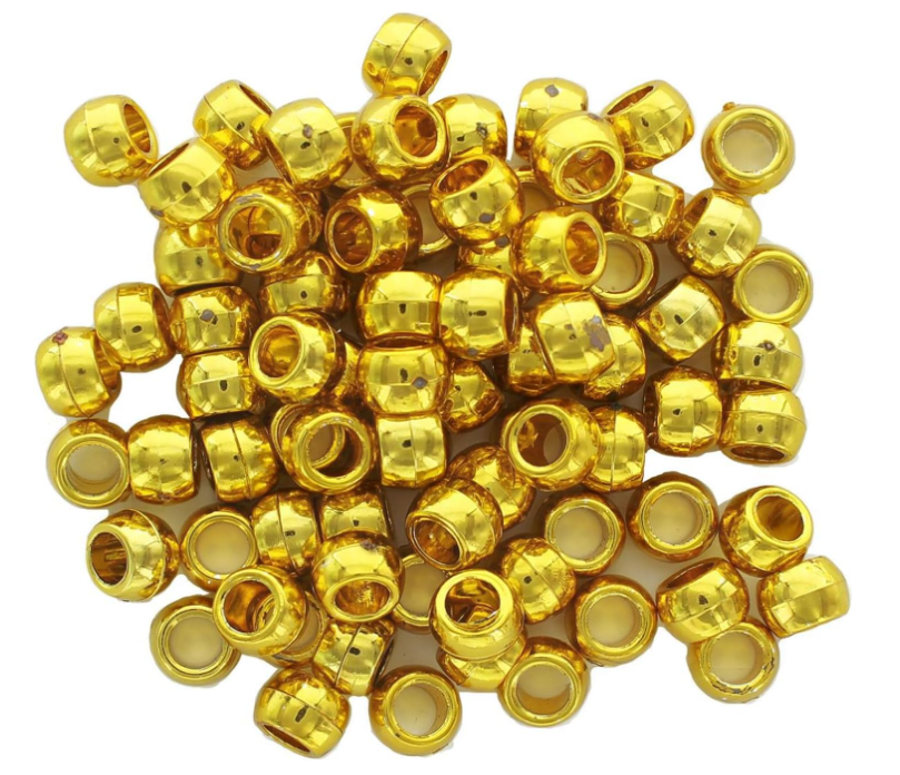 PONY BEADS: METALLIC GOLD 6mmX9mm 500 PACK - Creative Kids