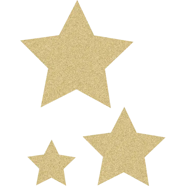 CUT OUTS:  GLITTER STARS ACCENTS GOLD  3 ASSORTED SIZES 30 PC PACK