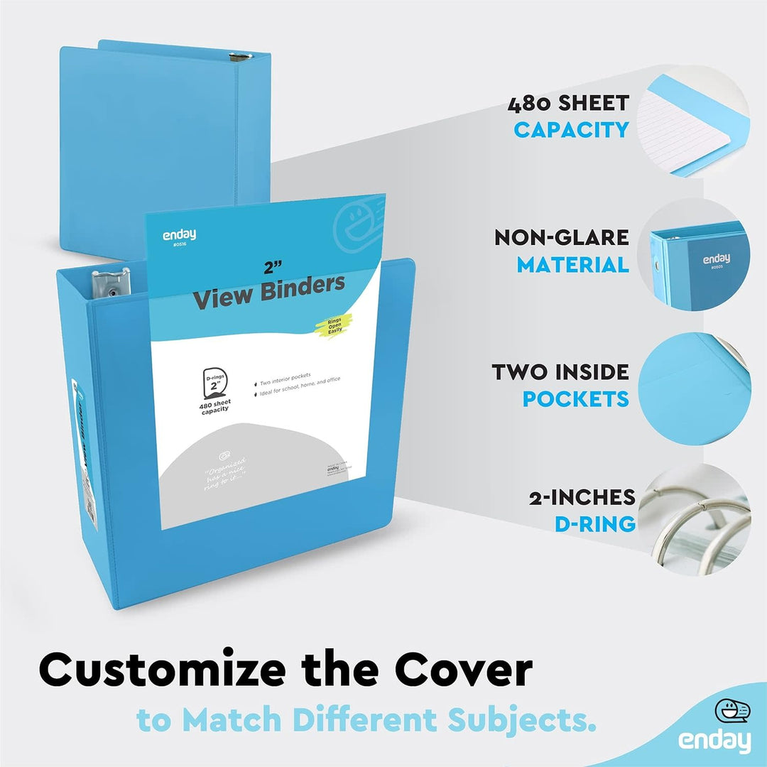 VIEW BINDER: 2" D-RING WITH 2 POCKETS - BLUE