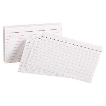 INDEX CARDS - 3"x5" - RULED WHITE - 100 PACK