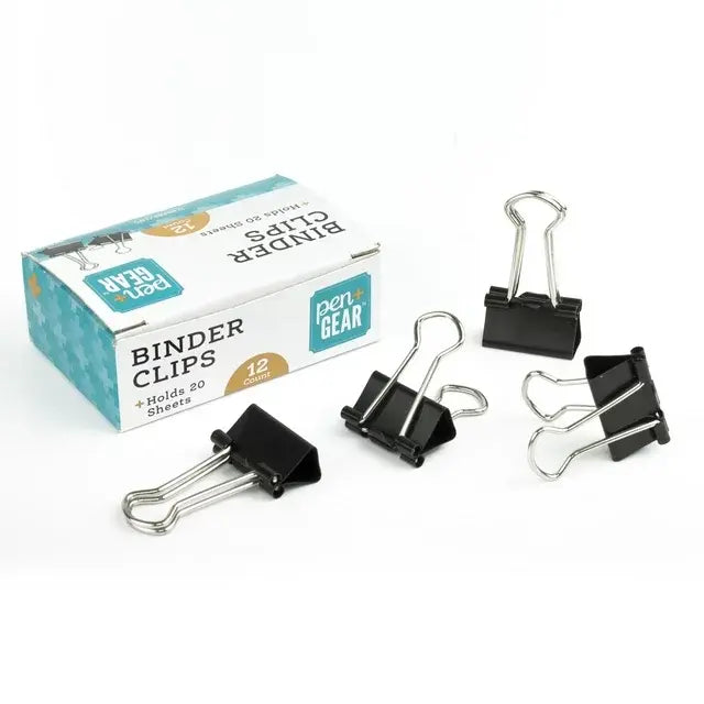 BINDER CLIPS:  3/4"WIDTH  5/16" CAPACITY -  12 PACK