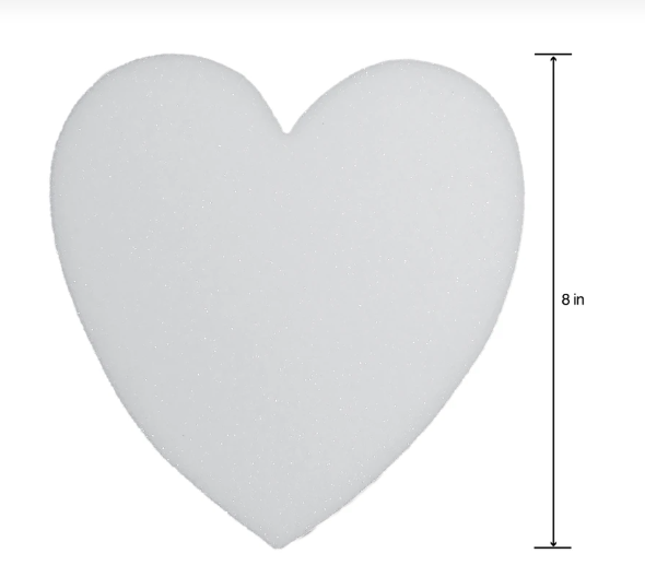 STYROFOAM HEART 8" X1.5" - WHITE