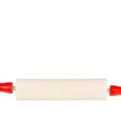 WOOD ROLLING PIN WITH RED HANDELS 7.5" 12 PACK