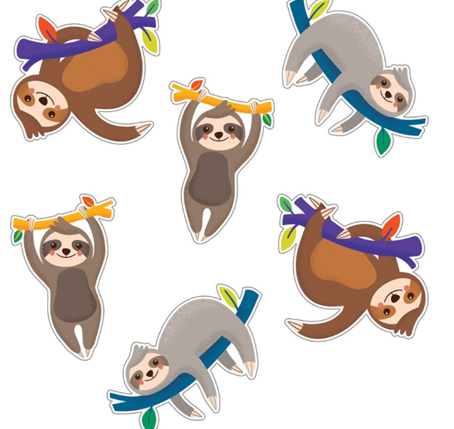 ASSORTED CUT OUTS: SLOTHS 36PC