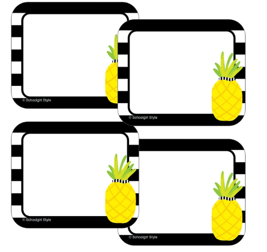 NAME TAG; PINEAPPLE STRIPES 40PC