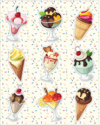 STICKER: ICE CREAM 1.5"X2" - 6 SHEETS