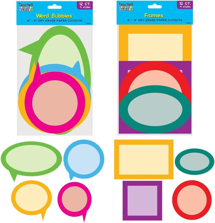 DRY ERASE SPEECH BUBBLE CUT OUTS 12 PACK