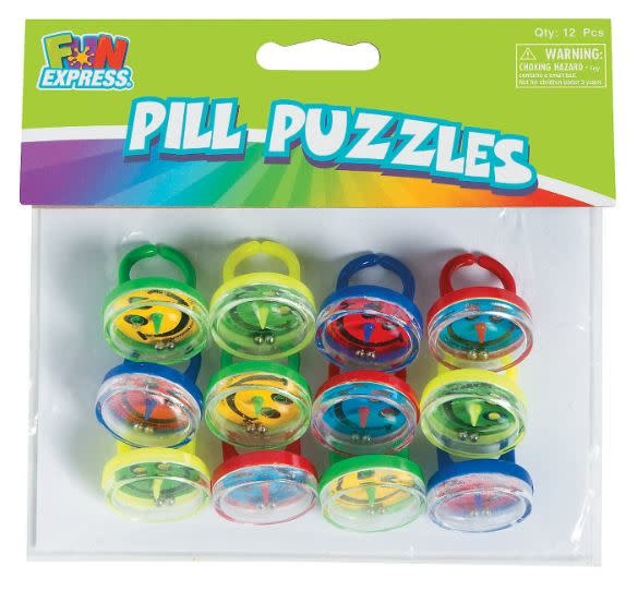 SMILE FACE PILL PUZZLE RINGS Pkg/12pcs