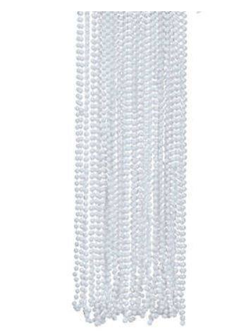 GLOSSY WHITE BEAD NECKLACE PKG/12