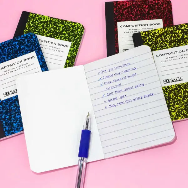 MINI COMPOSITION NOTEBOOK 4.5"X3.25" 80 SHEETS -2 PACK