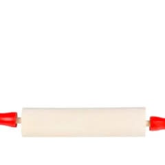 WOOD ROLLING PIN WITH RED HANDELS 7.5" 12 PACK