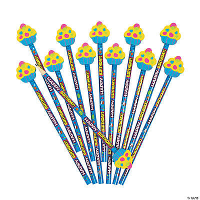 HAPPY BIRTHDAY PENCIL WITH CUPCAKE ERASER
