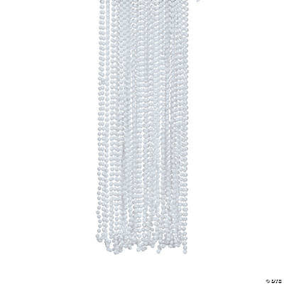 GLOSSY WHITE BEAD NECKLACE PKG/12
