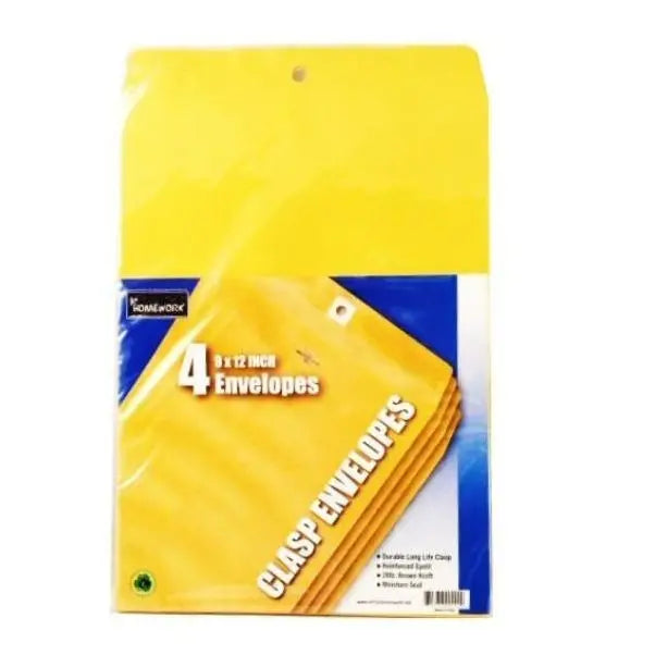 MANILA  ENVELOPES CLASP  9x12 - 4 PACK