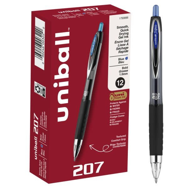 UNIBALL GEL PEN:  207 RETRACTABLE 1.0MM BLUE