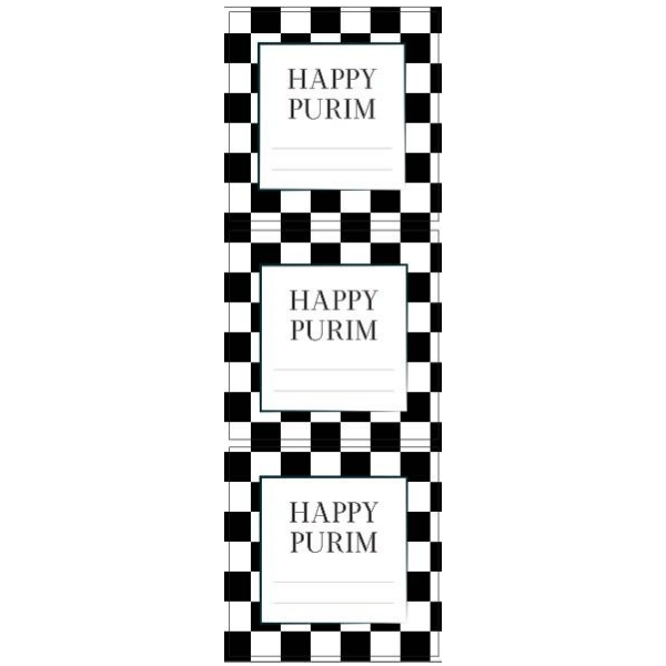 PURIM LABEL BLK/WHITE CHECKERED  18PC