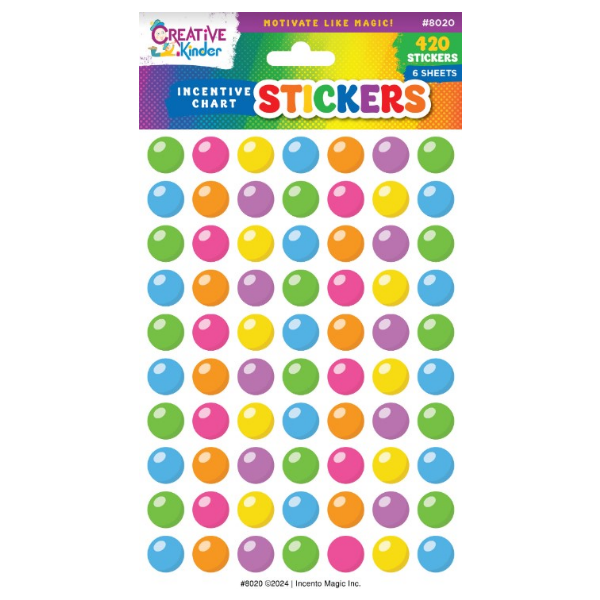 INCENTIVE CHART STICKERS: GUM BALLS - 6 SHEETS