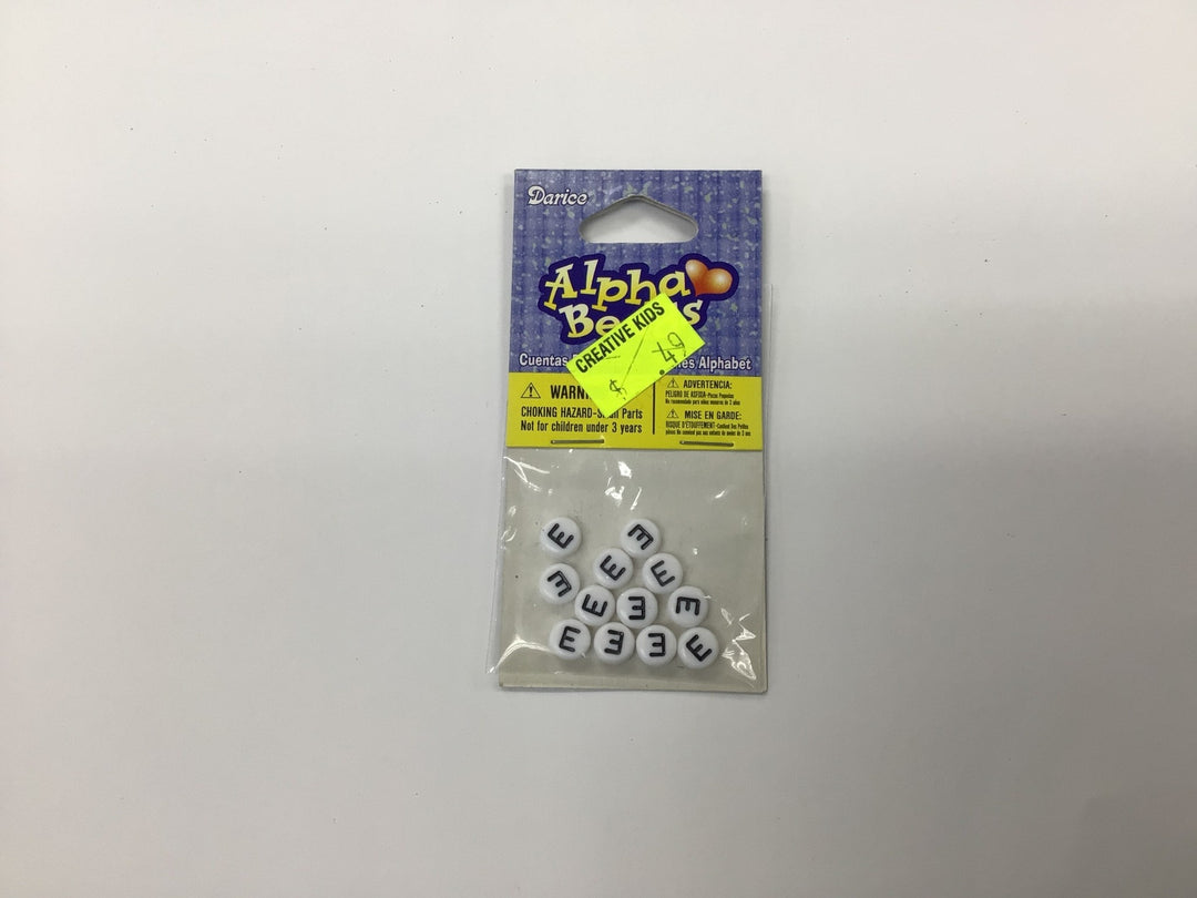 ALPHA BEADS LETTER E  12/PKG